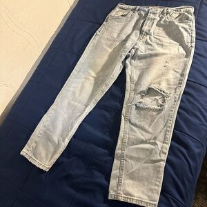 Mom Straight Legged Ripped Jeans